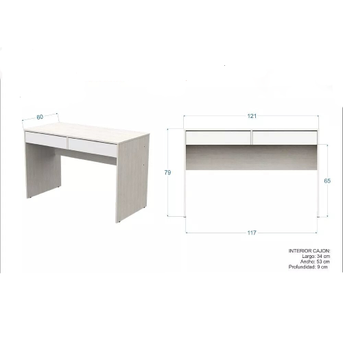 Escritorio 2 cajones correderas metálicas | modelo 720 - Imagen 3