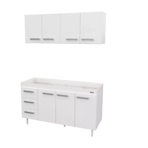 Alacena y Bajo Mesada 1,40m 4 puertas 3 cajones MDP | Combo Cocina
